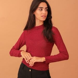 ALICE EMBELLISHED MESH TOP - BORDEAUX