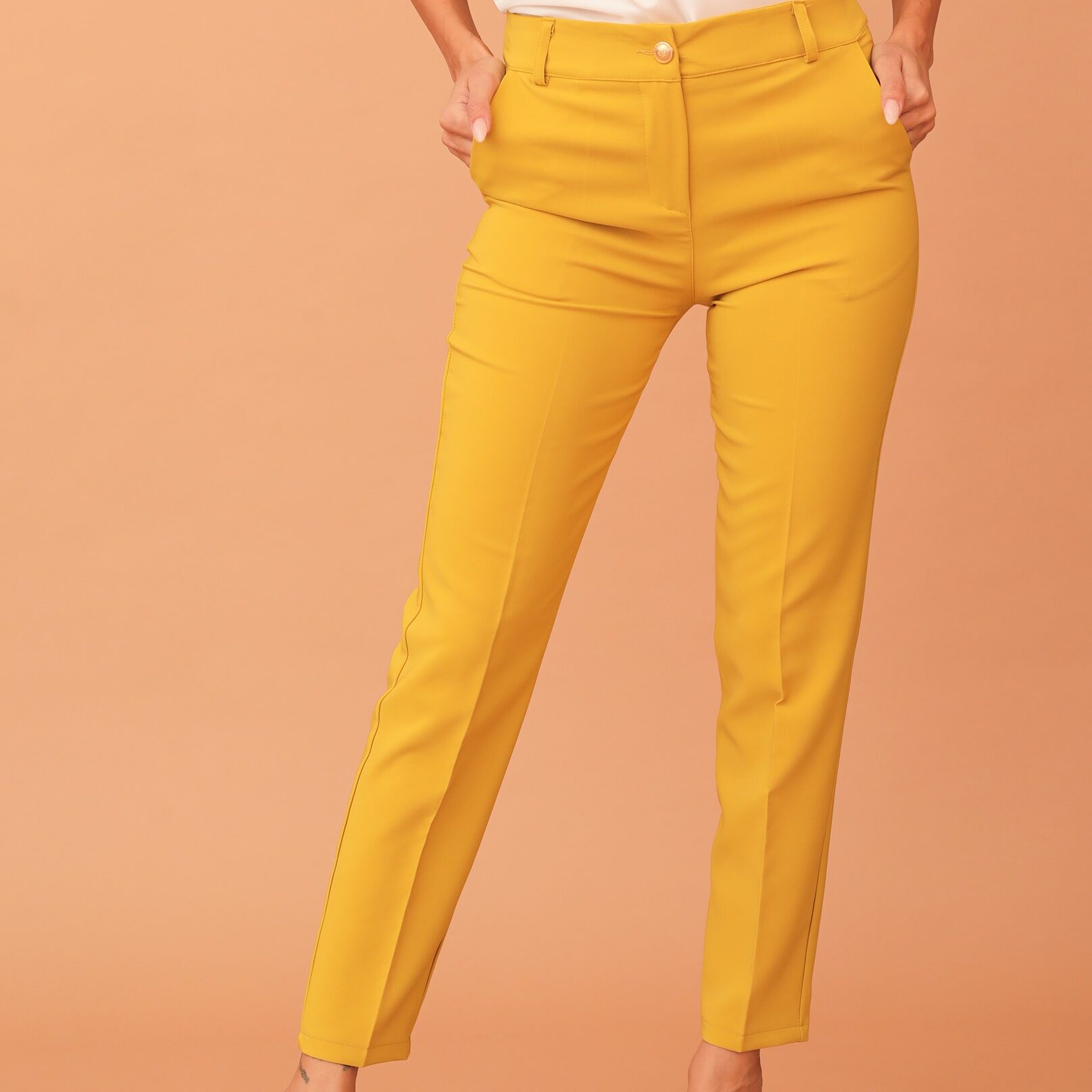 VICTORIA CIGARETTE TROUSERS - MUSTARD