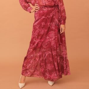 VALERIE PAISLEY PRINT SKIRT - BORDEAUX
