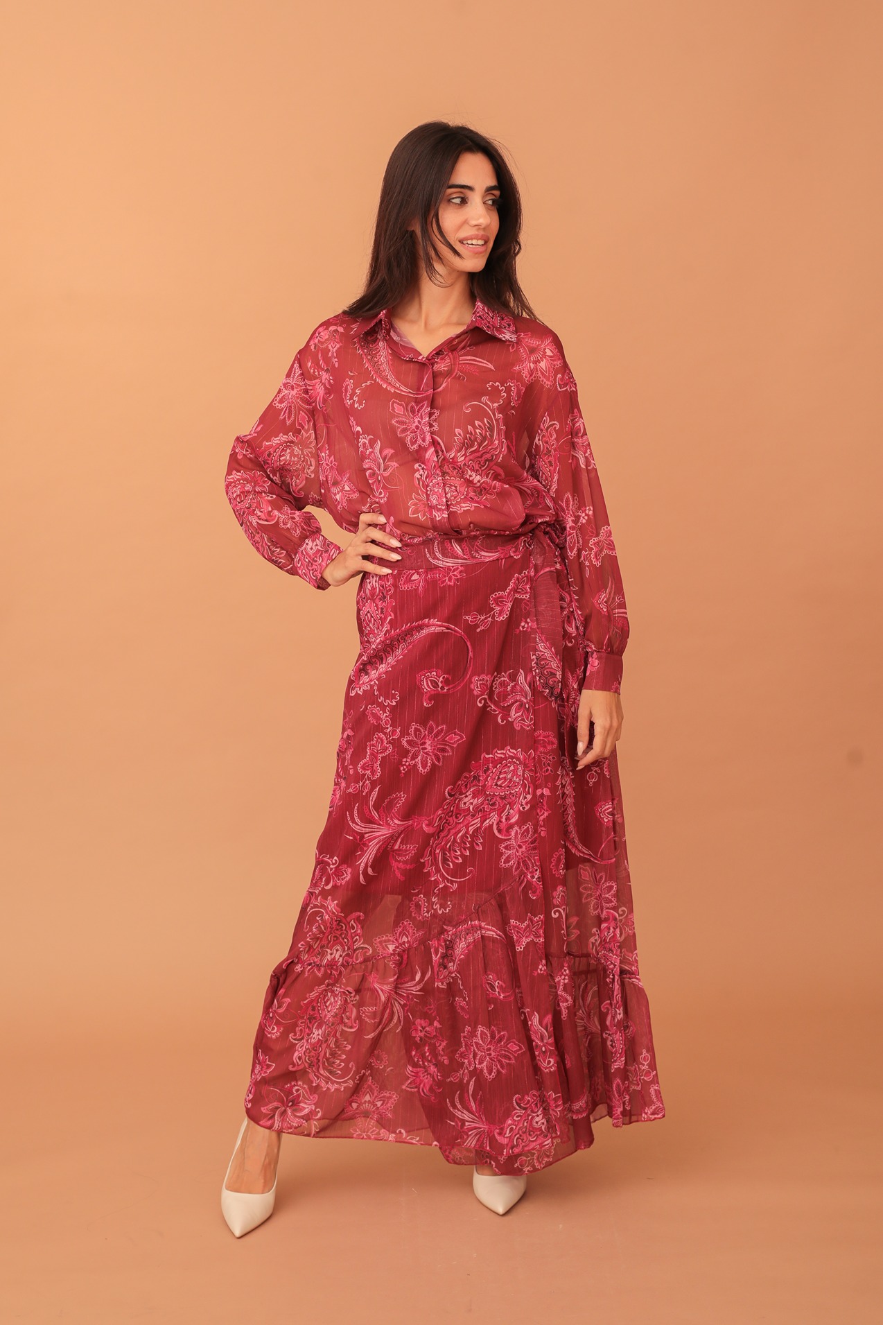 VALERIE PAISLEY PRINT SHIRT - BORDEAUX - Image 4
