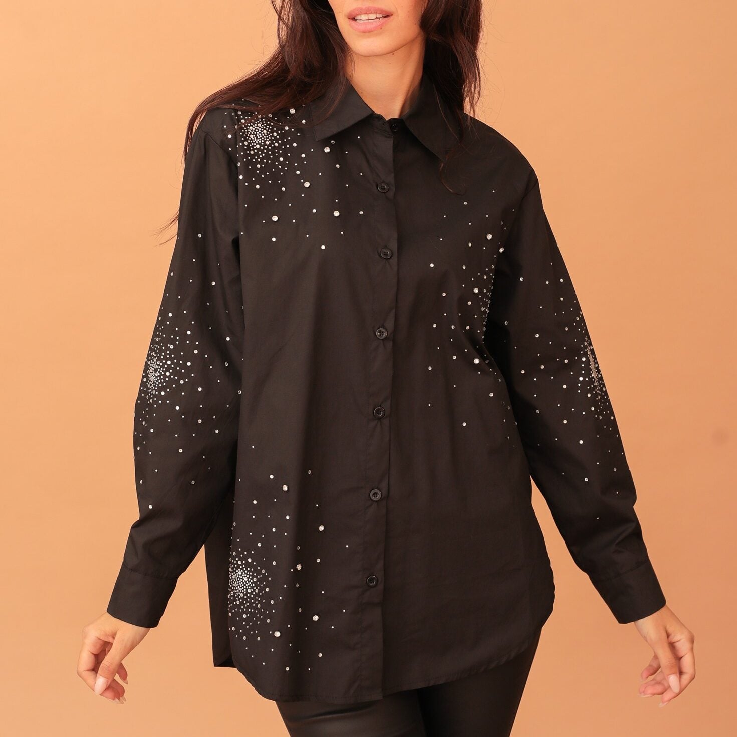 STEPHANIE CRYSTAL EMBELLISHED SHIRT