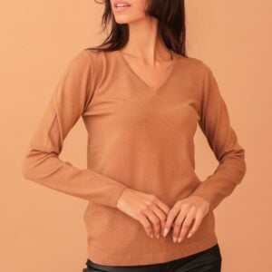 LYDIA V-NECK SOFT KNIT - CAMEL