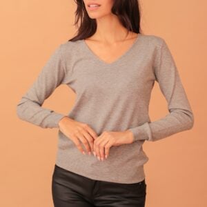 LYDIA V-NECK SOFT KNIT - GREY