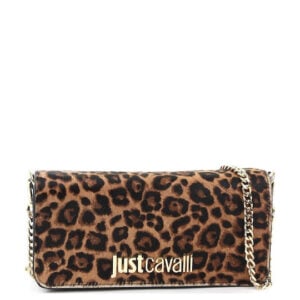 JUST CAVALLI FLAPPED LEOPARD SHOULDER BAG