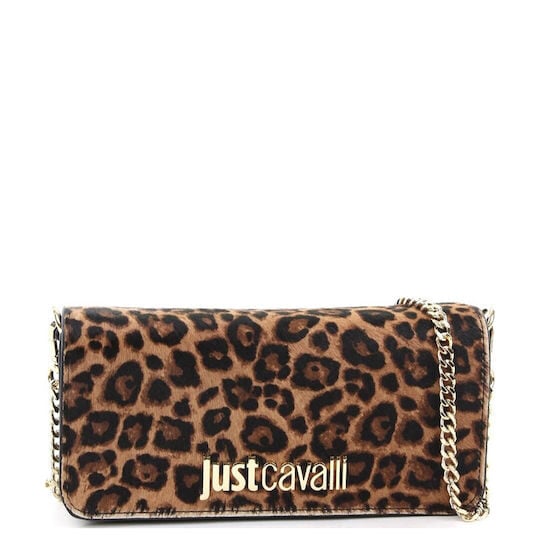 JUST CAVALLI FLAPPED LEOPARD SHOULDER BAG