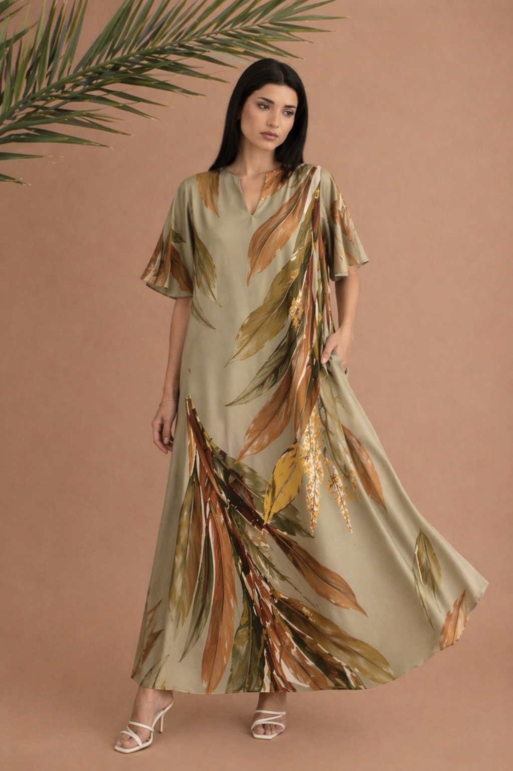 IVY DRESS SHORT SLEEVED - KHAKI
