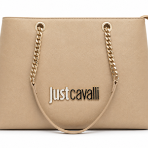 JUST CAVALLI LARGE SAFFIANO SHOPPER - BEIGE
