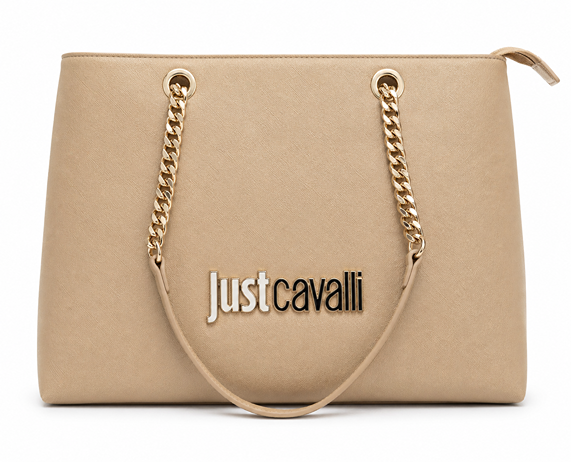 JUST CAVALLI LARGE SAFFIANO SHOPPER - BEIGE