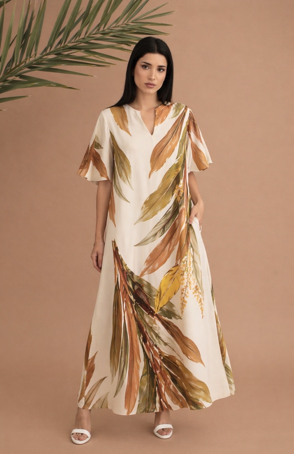 IVY DRESS SHORT SLEEVED - BEIGE