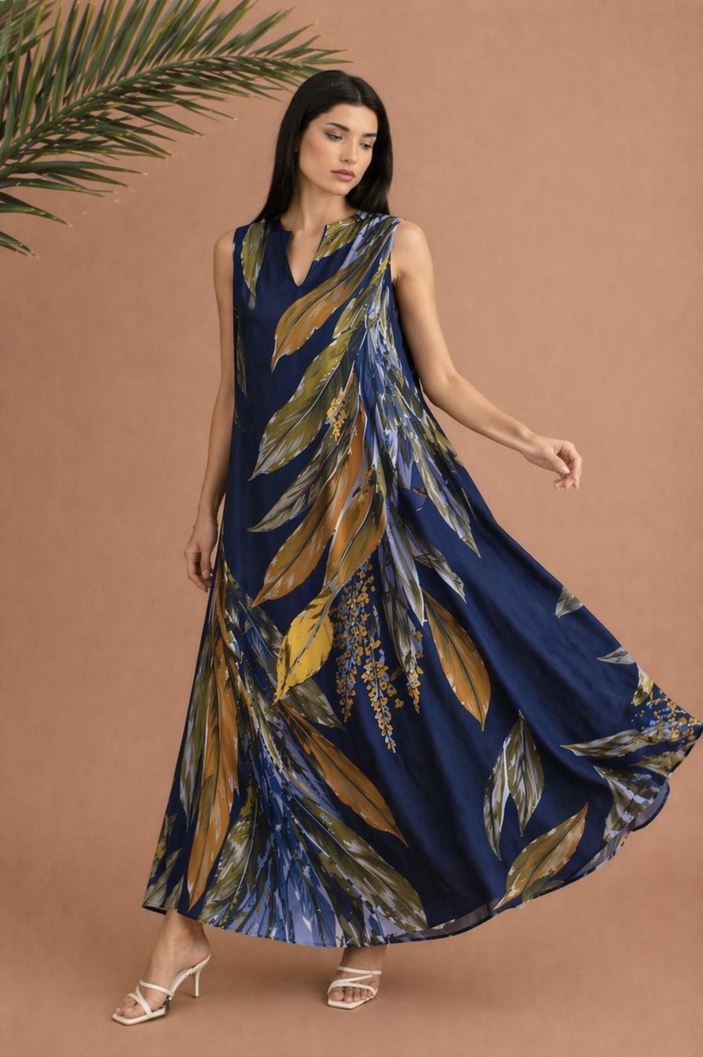 IRIS SLEEVELESS DRESS - NAVY