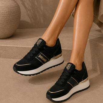 JUST CAVALLI ELEVATED SNEAKERS - BLACK
