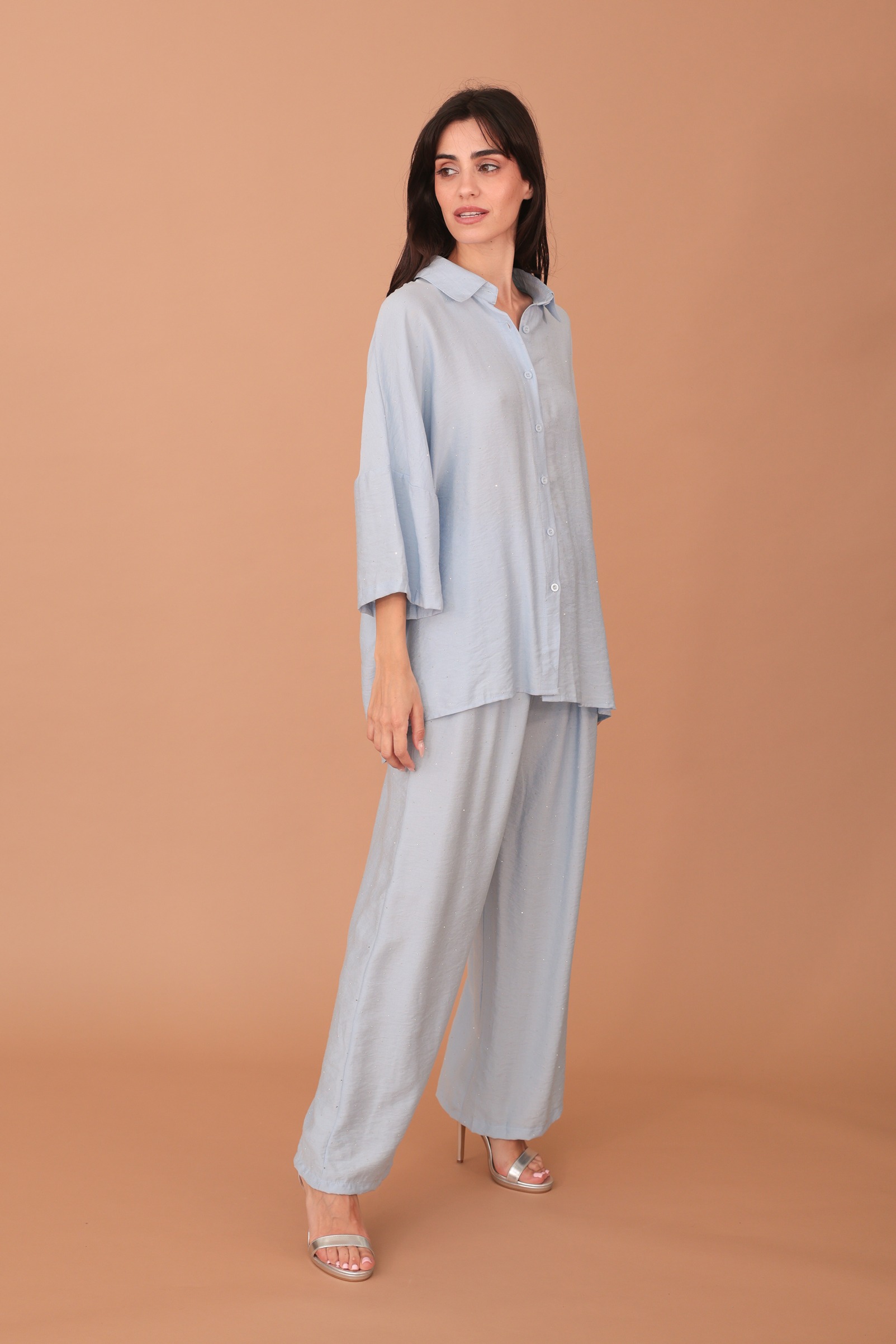 ROSALINDA CRYSTAL EMBELLISHED VISCOSE SET - SKY BLUE - Image 5
