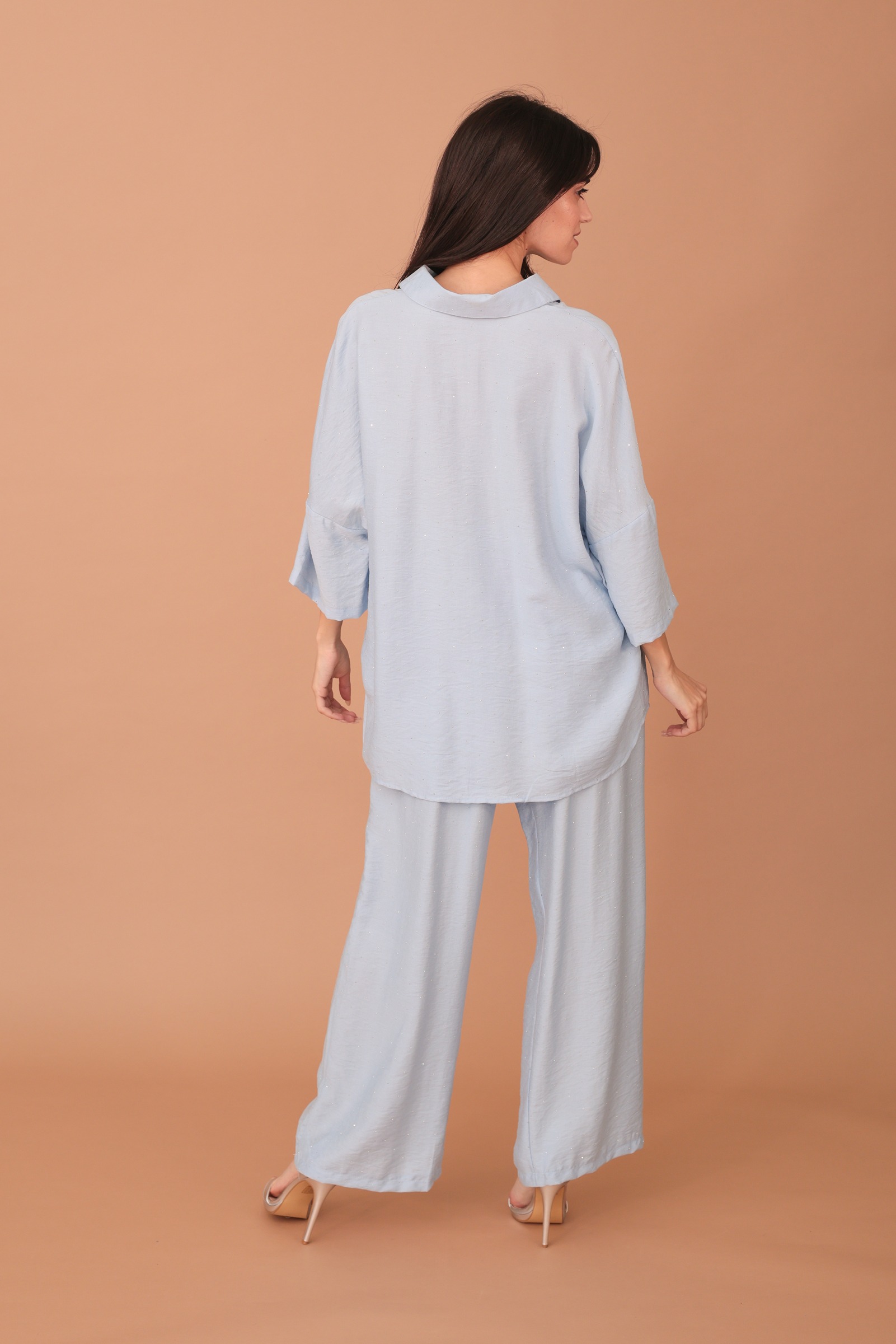 ROSALINDA CRYSTAL EMBELLISHED VISCOSE SET - SKY BLUE - Image 2