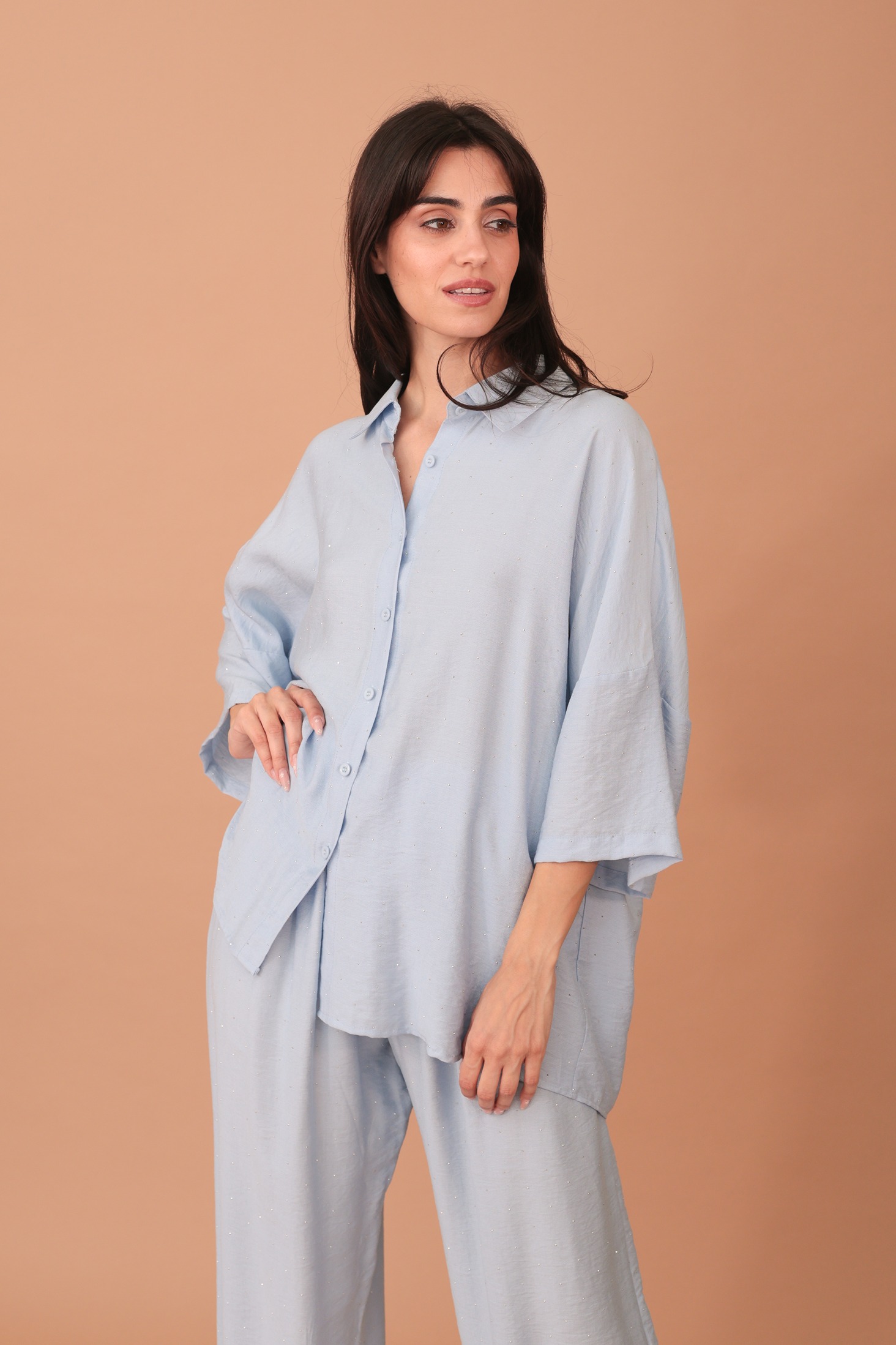 ROSALINDA CRYSTAL EMBELLISHED VISCOSE SET - SKY BLUE - Image 3