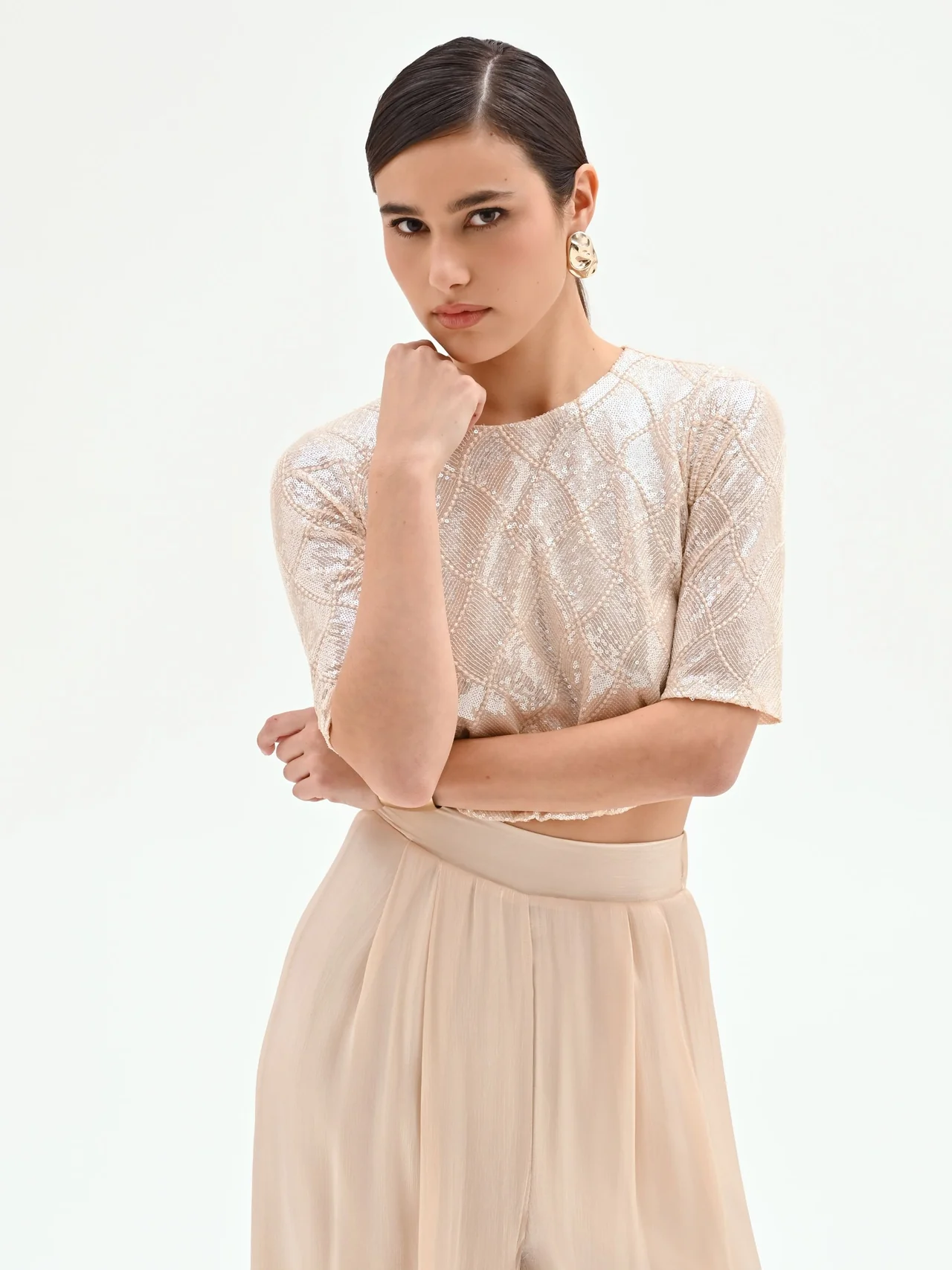 RINASCIMENTO SEQUINNED CROP TOP - Image 3