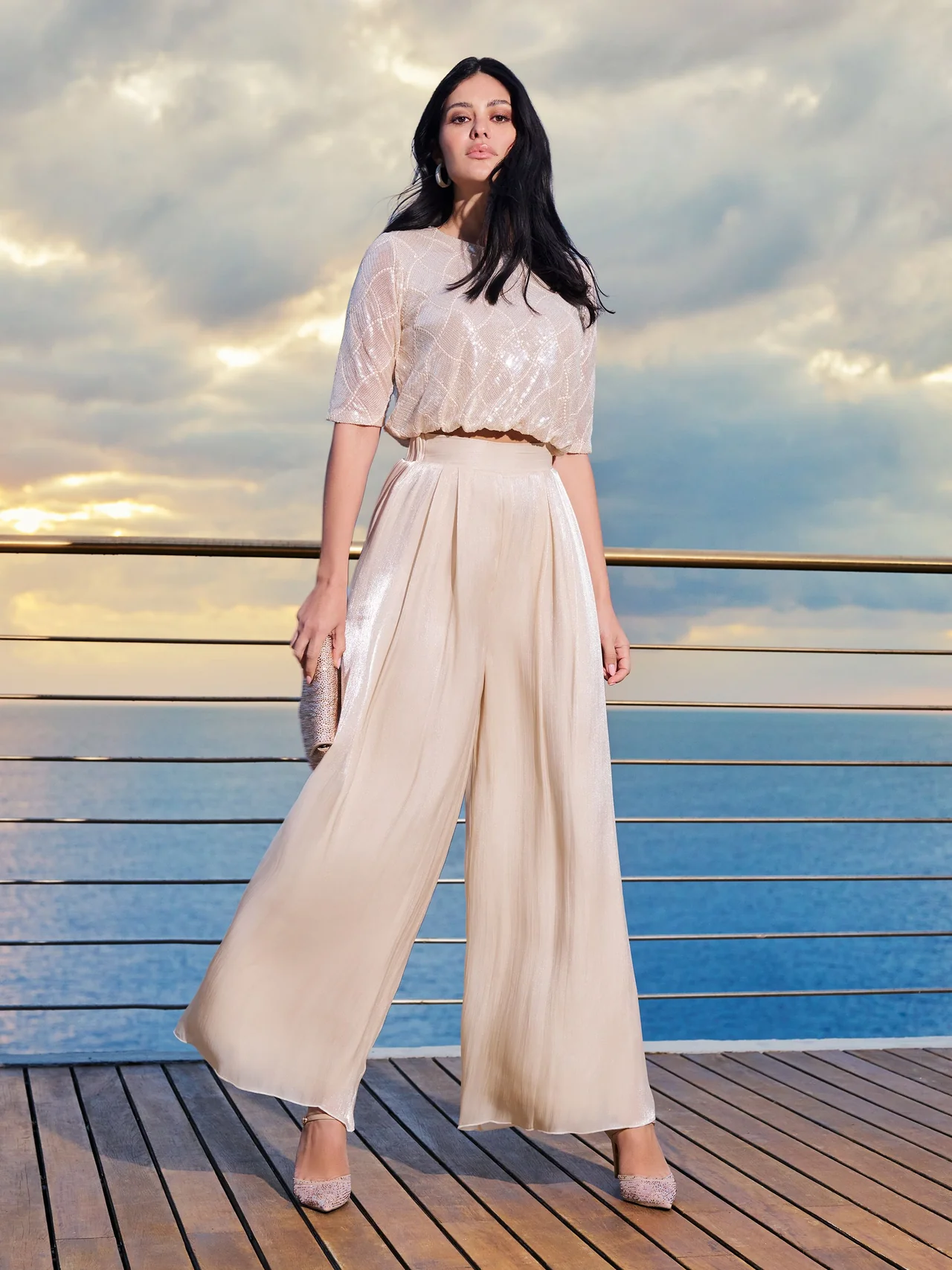 RINASCIMENTO SEQUINNED CROP TOP - Image 2