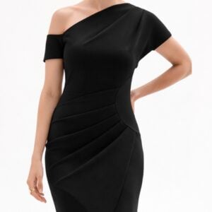 RINASCIMENTO SINGLE SLEEVE DRESS - BLACK