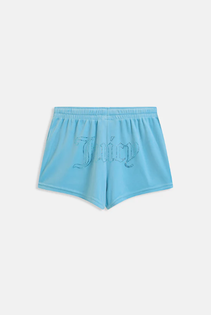 JUICY COUTURE CRYSTAL VELOUR SHORTS - SKY BLUE - Image 2