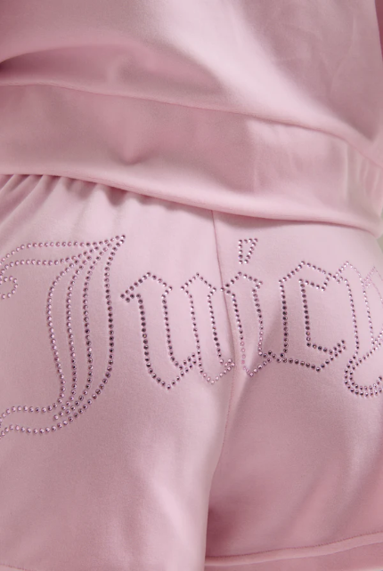 JUICY COUTURE CRYSTAL VELOUR SHORTS - PINK