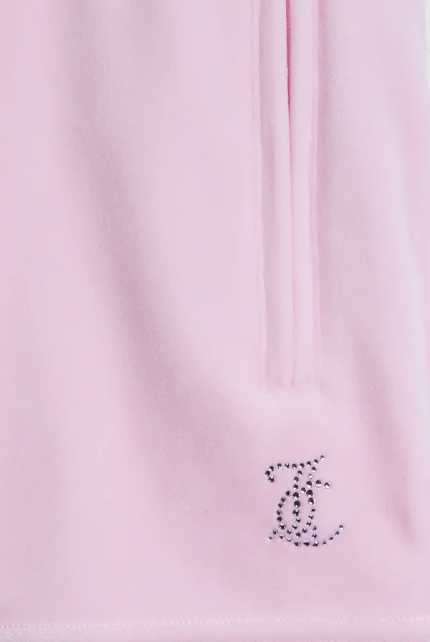 JUICY COUTURE CRYSTAL VELOUR SHORTS - PINK - Image 4