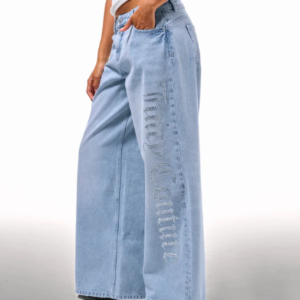 JUICY COUTURE OVERSIZED DENIM CRYSTAL TROUSERS