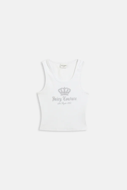 JUICY COUTURE RIB CRYSTAL TANK TOP - WHITE - Image 2