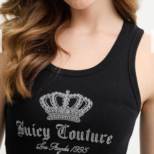 JUICY COUTURE RIB CRYSTAL TANK TOP - BLACK