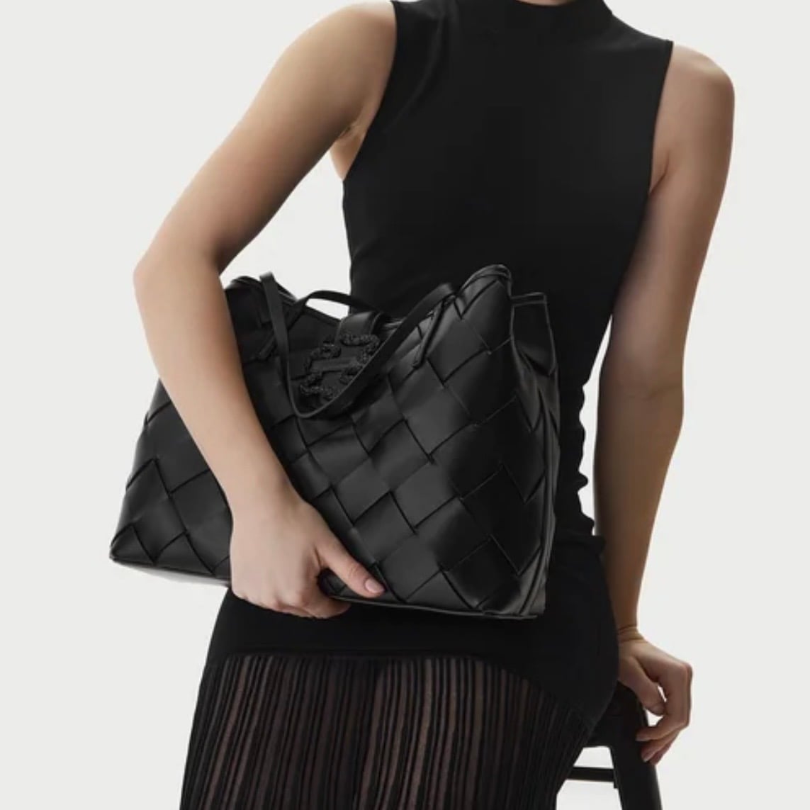 JUST CAVALLI WOVEN SHOPPER - BLACK - Image 2
