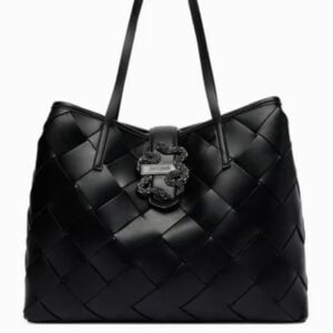JUST CAVALLI WOVEN SHOPPER - BLACK