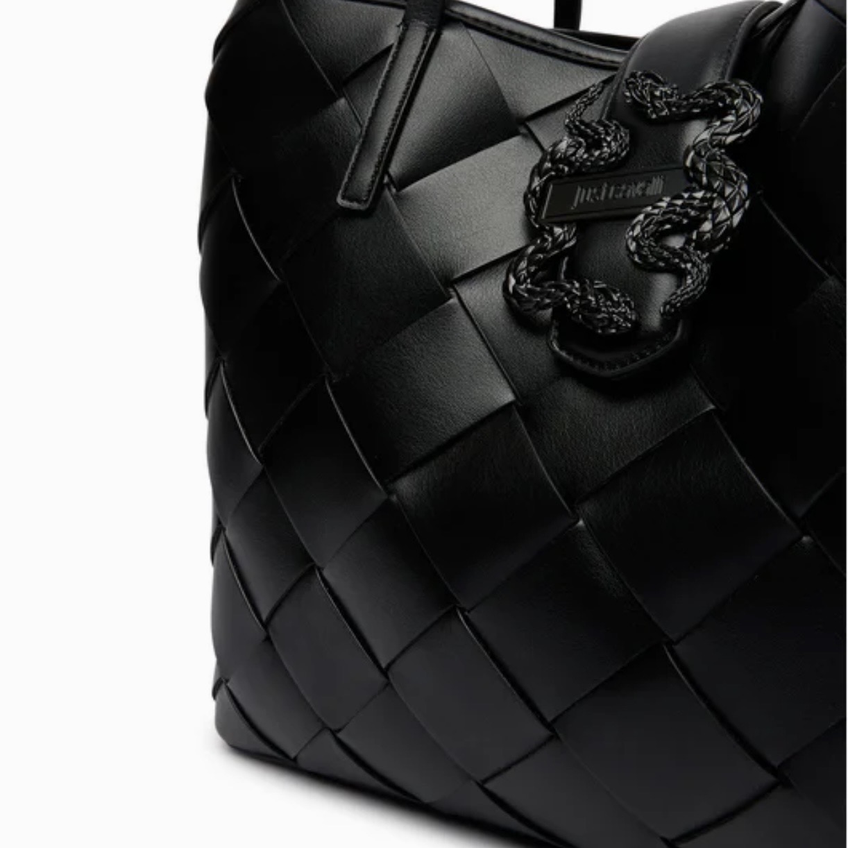 JUST CAVALLI WOVEN SHOPPER - BLACK - Image 3