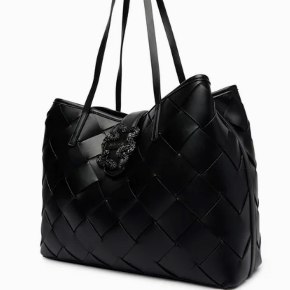 JUST CAVALLI WOVEN SHOPPER - BLACK - Image 6