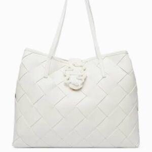 JUST CAVALLI WOVEN SHOPPER - WHITE