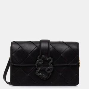 JUST CAVALLI MEDIUM WOVEN BAG - BLACK