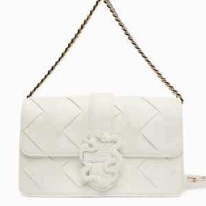 JUST CAVALLI MEDIUM WOVEN BAG - WHITE