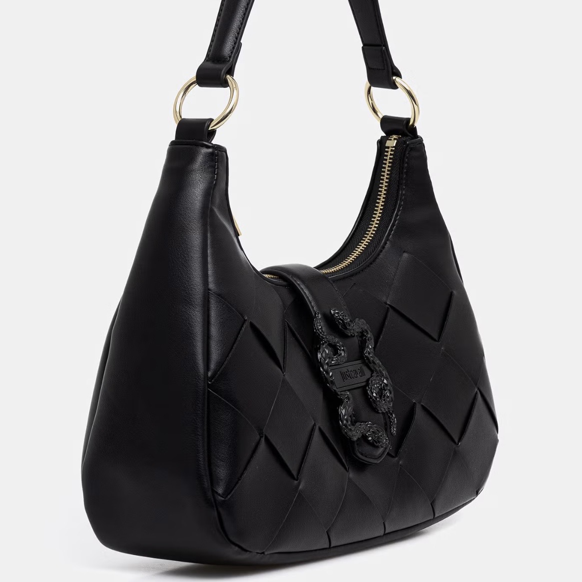 JUST CAVALLI MOON SHAPE WOVEN BAG - BLACK - Image 3
