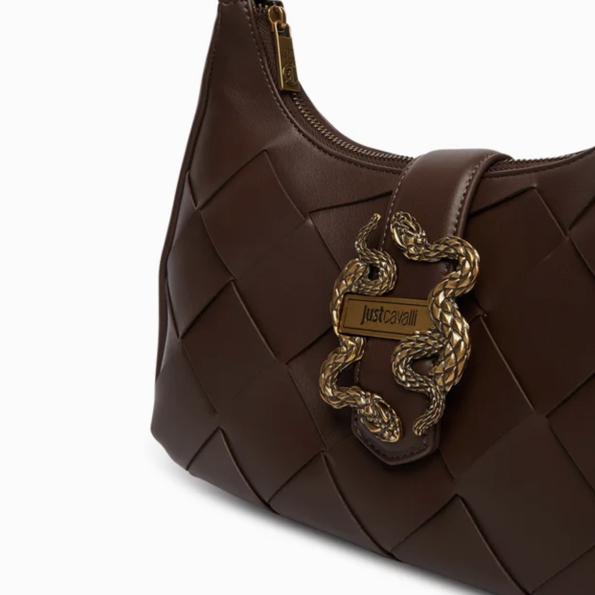 JUST CAVALLI MOON SHAPE WOVEN BAG - BROWN - Image 3