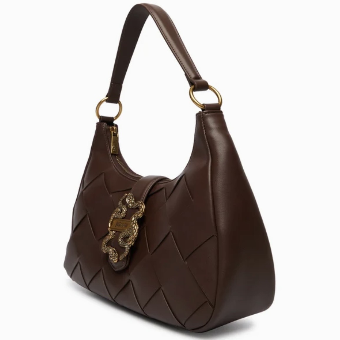 JUST CAVALLI MOON SHAPE WOVEN BAG - BROWN - Image 4