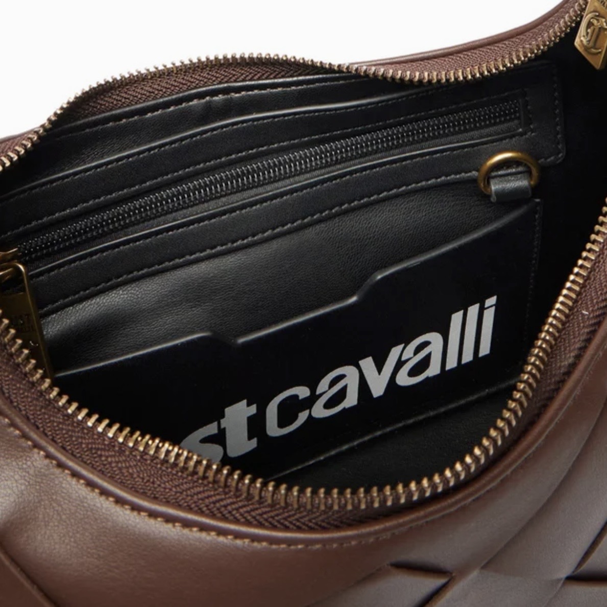 JUST CAVALLI MOON SHAPE WOVEN BAG - BROWN - Image 6