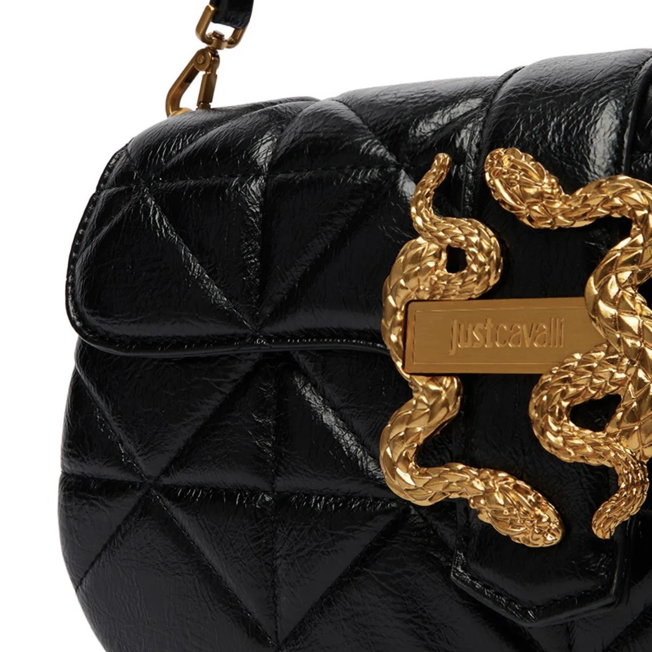 JUST CAVALLI DIAMOND QUILT OVAL BAG - BLACK - Image 3