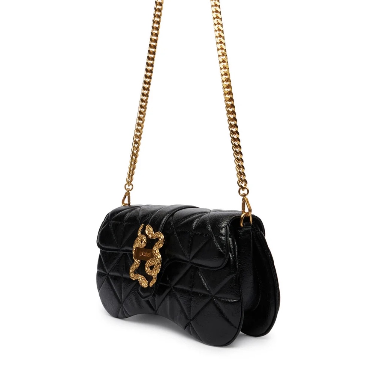 JUST CAVALLI DIAMOND QUILT OVAL BAG - BLACK - Image 4