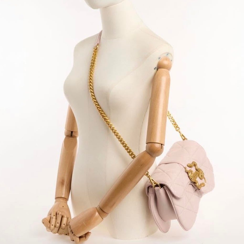 JUST CAVALLI DIAMOND QUILT OVAL BAG - BEIGE - Image 3