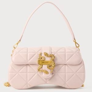 JUST CAVALLI DIAMOND QUILT OVAL BAG - BEIGE