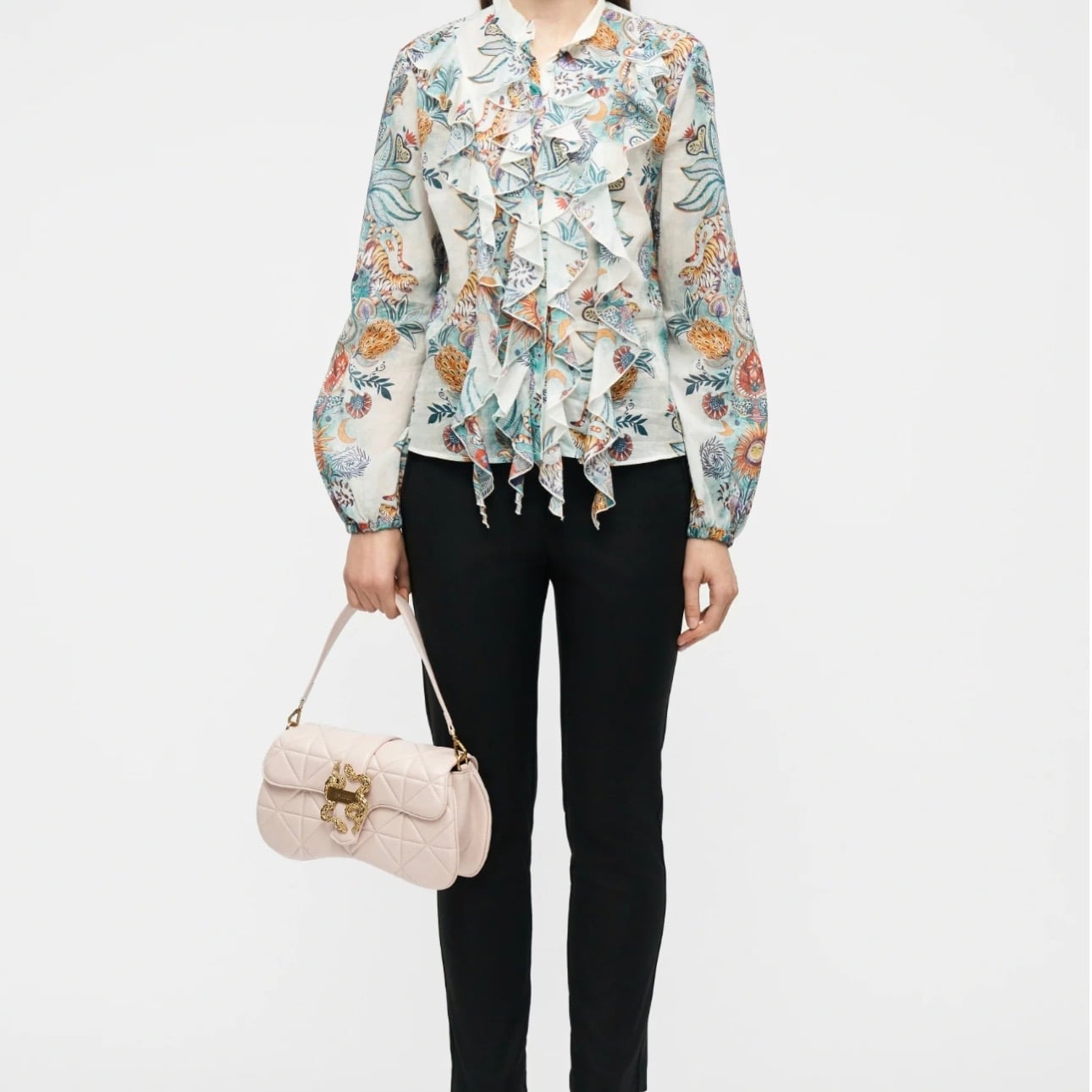 JUST CAVALLI DIAMOND QUILT OVAL BAG - BEIGE - Image 2