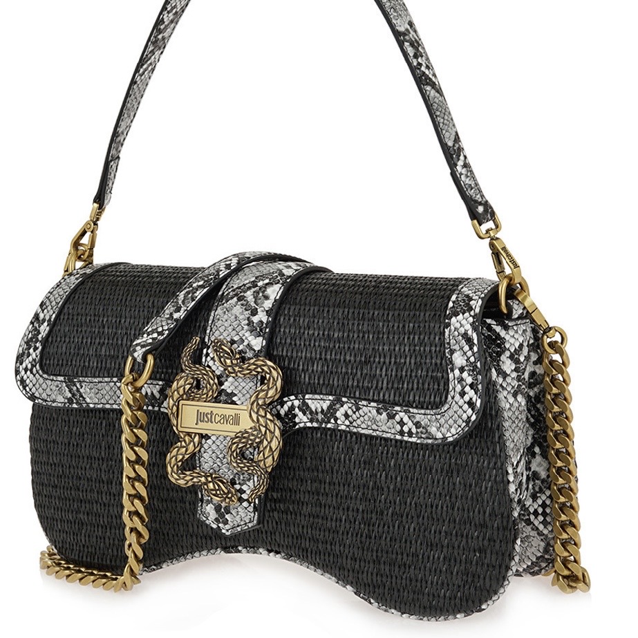 JUST CAVALLI OVAL SNAKE STRAWBAG - Image 2
