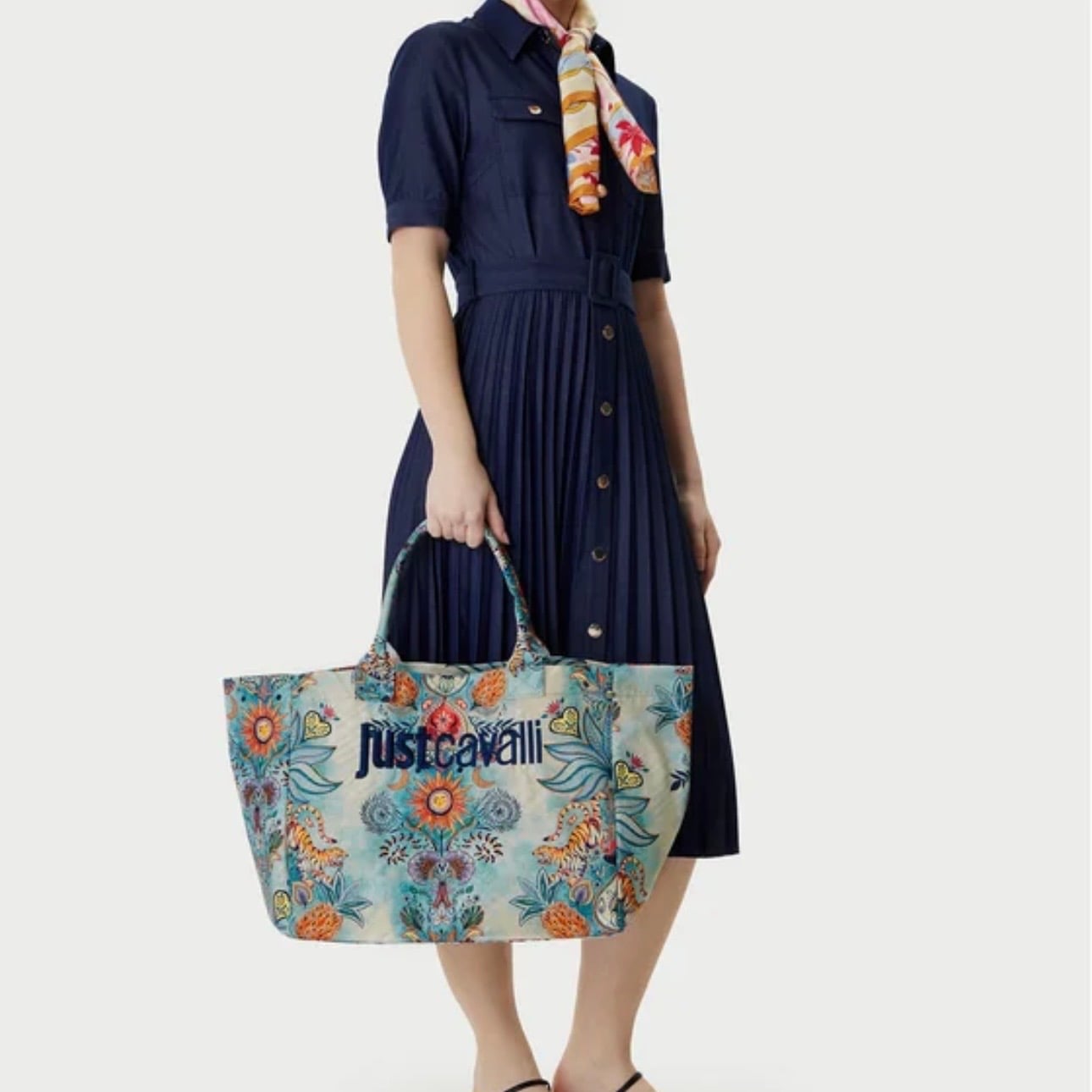 JUST CAVALLI LARGE SOFT PRINT CARRYBAG - PERSIAN BLUE - Image 2