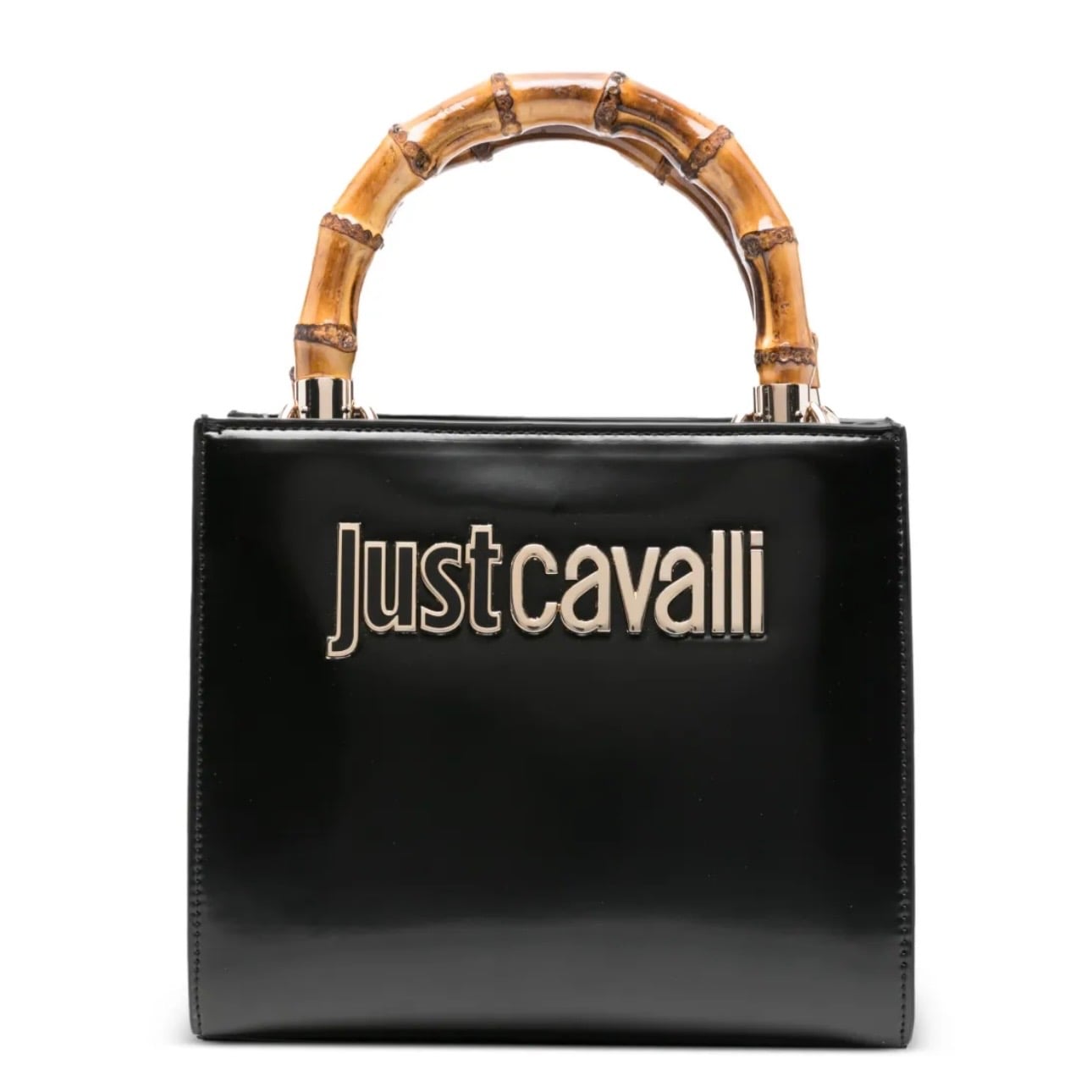 JUST CAVALLI SQUARE WOODEN HANDLE SMALL - BLACK