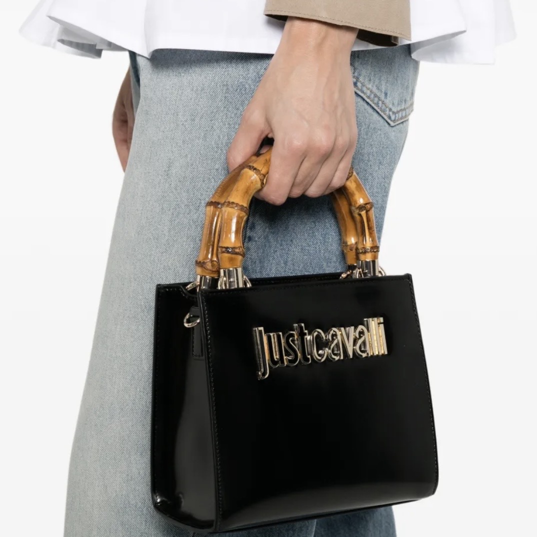 JUST CAVALLI SQUARE WOODEN HANDLE SMALL - BLACK - Image 2