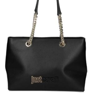 JUST CAVALLI LARGE SAFFIANO SHOPPER - BLACK