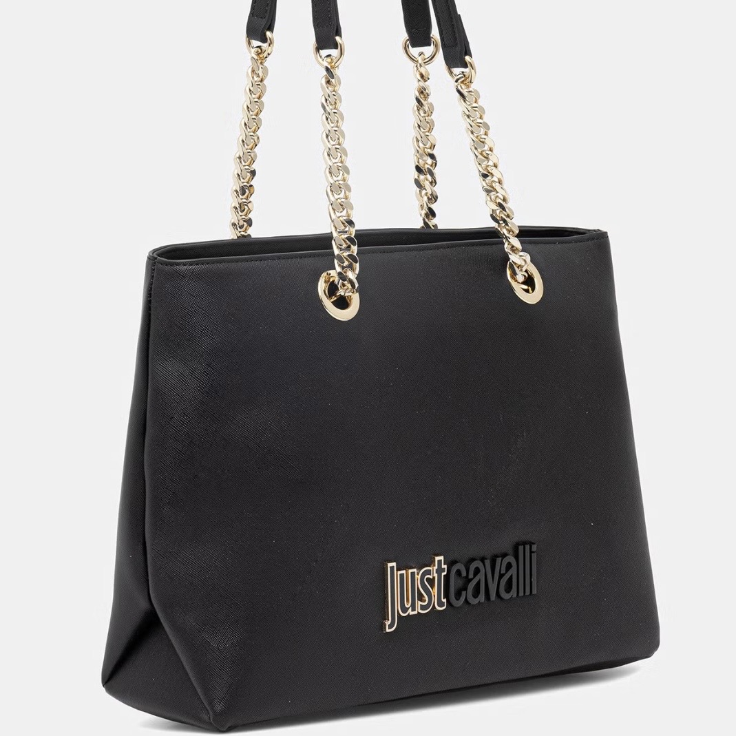 JUST CAVALLI LARGE SAFFIANO SHOPPER - BLACK - Image 4