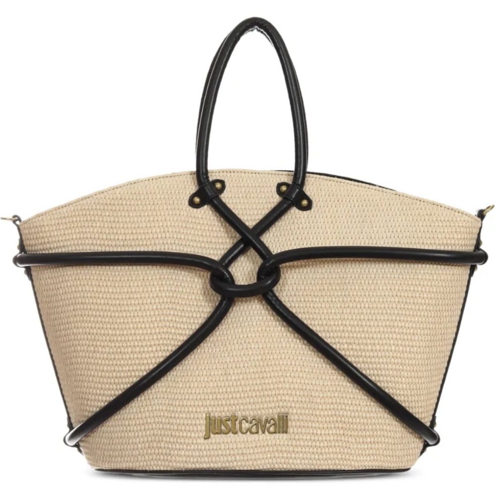 JUST CAVALLI LARGE KNOT STRAW BAG